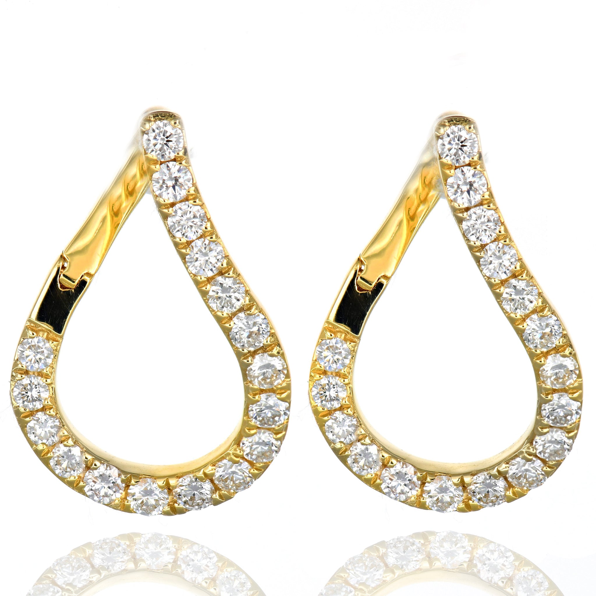 18K Yellow Gold Teardrop Diamond Earrings