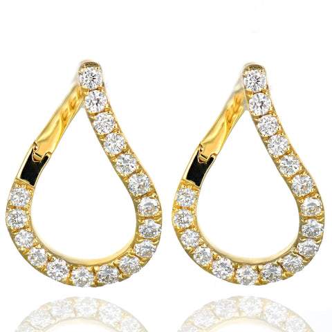 18K Yellow Gold Teardrop Diamond Earrings