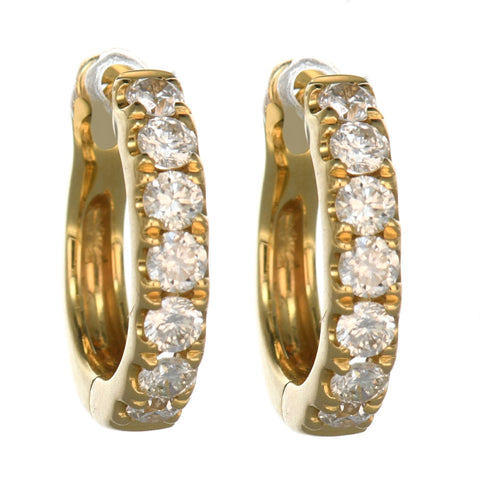 18k Yellow Gold Diamond Huggie Earrings