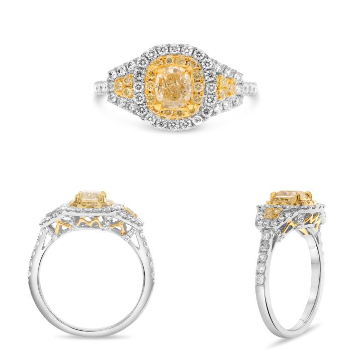 18K Yellow Gold yellow Diamond Halo Ring