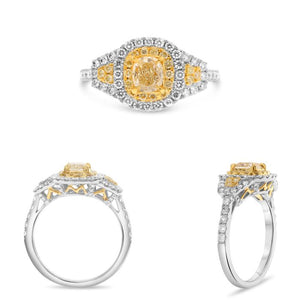 18K Yellow Gold yellow Diamond Halo Ring