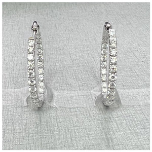 14K White Gold 1/2 Inch Inside-Outside Diamond Hoops
