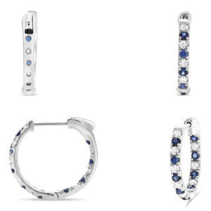 14K White Gold Sapphire & Diamond Hoop