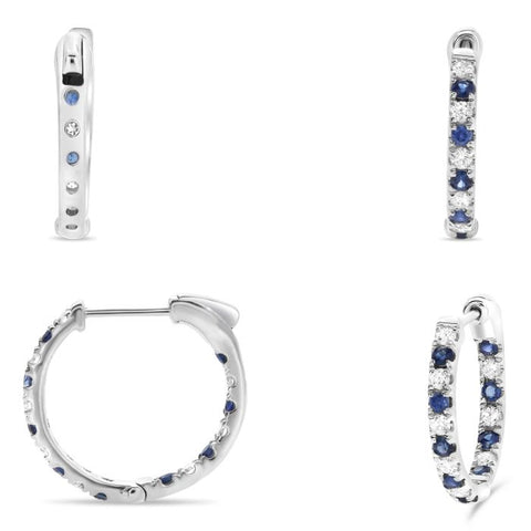 14K White Gold Sapphire & Diamond Hoop