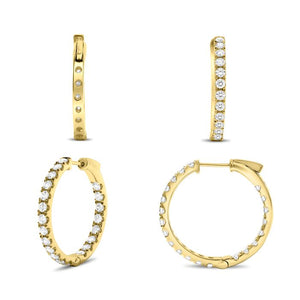 14K Yellow Gold Diamond Hoops