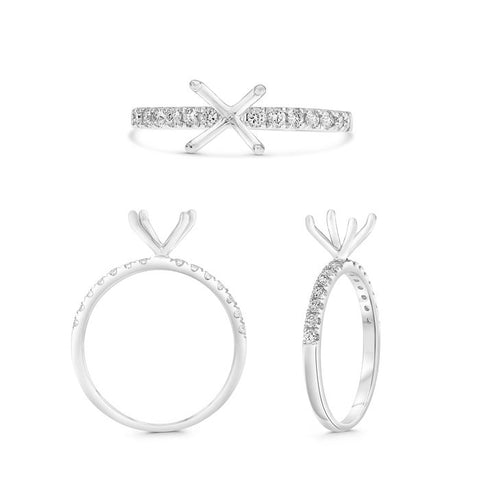 14K White Gold Diamond Engagement Ring Mounting