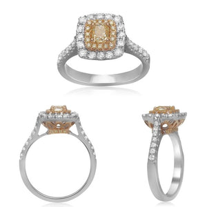 14K White Gold Cushion Halo Diamond Engagement Ring