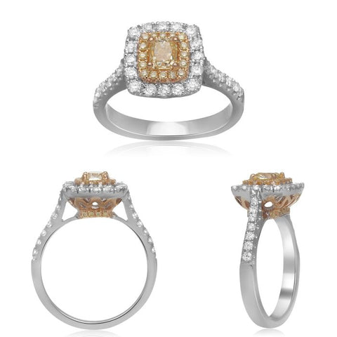 14K White Gold Cushion Halo Diamond Engagement Ring