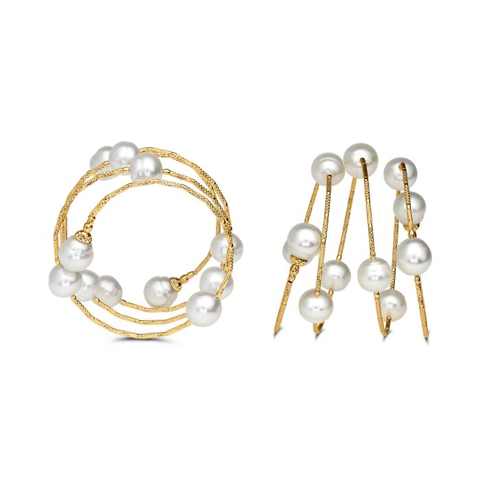 14K Yellow Gold Multi-Pearl Wrap Bracelet
