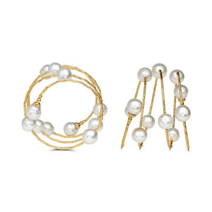 14K Yellow Gold Multi-Pearl Wrap Bracelet