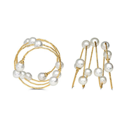 14K Yellow Gold Multi-Pearl Wrap Bracelet