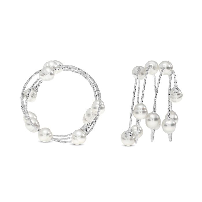 14K White Gold Multi-Pearl Wrap Bracelet