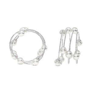 14K White Gold Multi-Pearl Wrap Bracelet