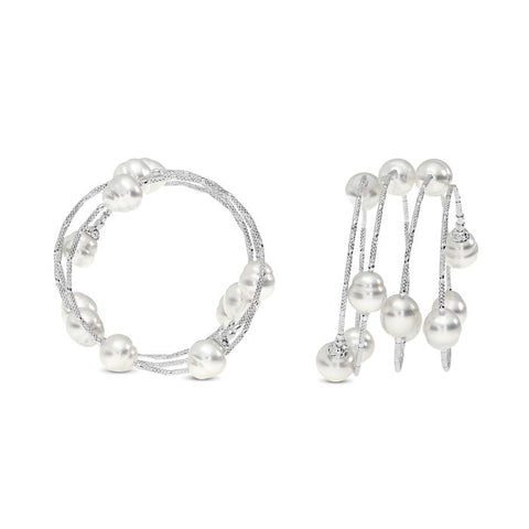 14K White Gold Multi-Pearl Wrap Bracelet