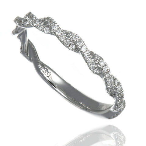 18k White Gold Twisted Diamond Band