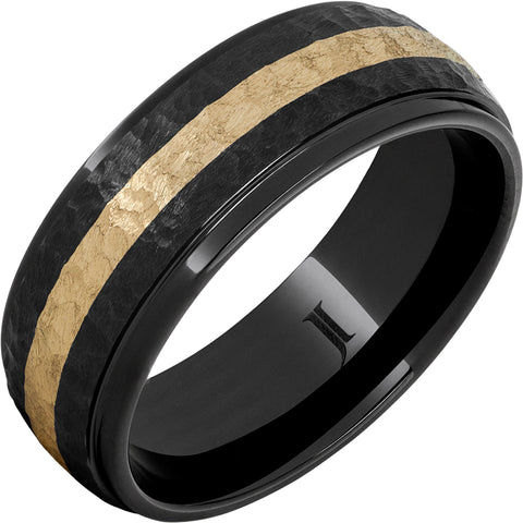Black Diamond Ceramic™ & 14K Yellow Gold Inlay Moon Crater Ring: