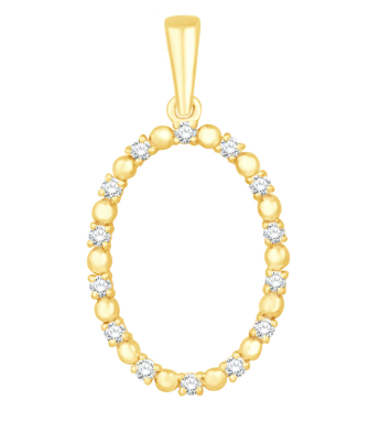 Oval Diamond Pendant in 14K Yellow Gold
