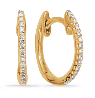Diamond Huggie Hoop Earrings in 14K Yellow Gold