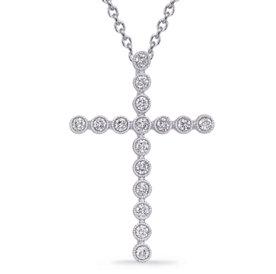 Diamond Cross Pendant in 14K White Gold