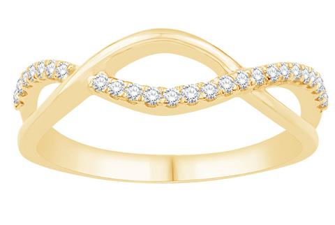 Twist Design Diamond Ring in 14K Yellow Gold