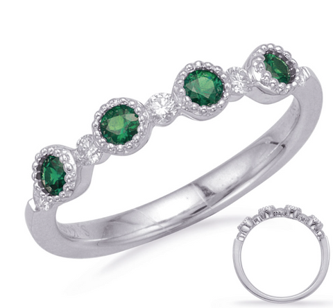 WHITE GOLD EMERALD & DIAMOND RING