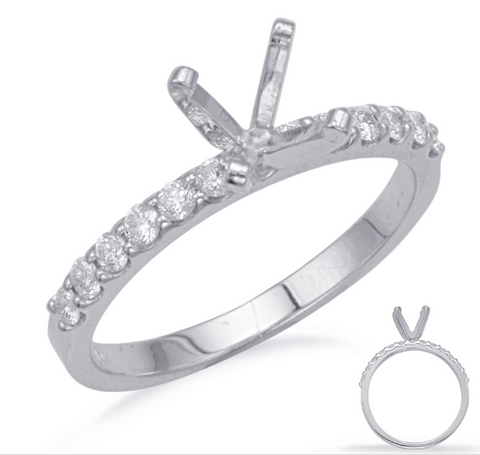 Diamond Accented Engagement Ring Setting in 14K White Gold