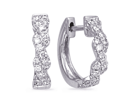 Twisted Diamond Hoop Earrings in 14K White Gold
