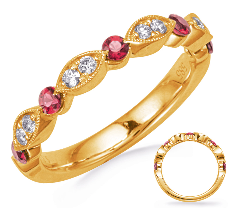 Diamond & Ruby Band in 14K Yellow Gold