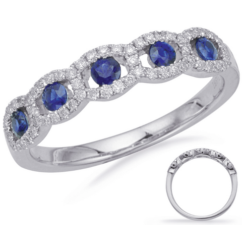 Diamond & Sapphire Band in 14K White Gold