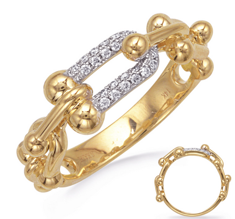Link-Inspired Diamond Ring in 14K Yellow Gold