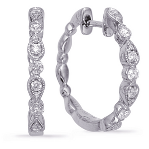 Diamond Hoop Earrings in 14K White Gold