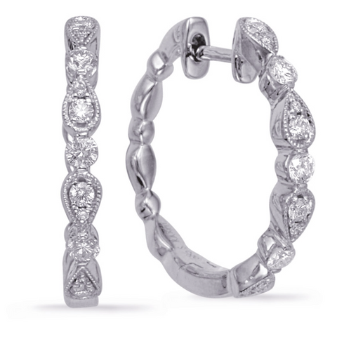 Diamond Hoop Earrings in 14K White Gold
