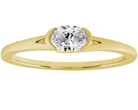 Oval Diamond Bezel Solitaire Ring in 14K Yellow Gold