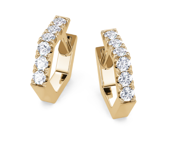 Round Diamond Micro-Prong Hoop Earrings in 14K Yellow Gold