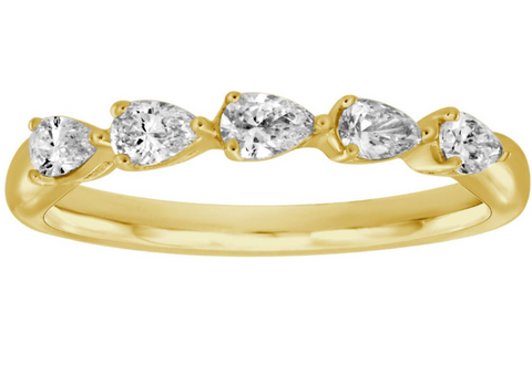 Pear-Shaped Diamond Band in 14K Yellow Gold