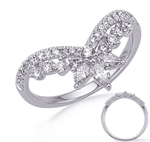 14K White Gold Floral Diamond Ring