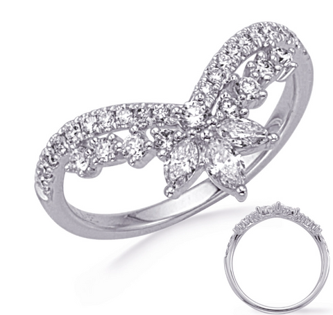 14K White Gold Floral Diamond Ring