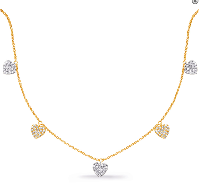 14K Yellow & White Gold Heart Diamond Necklace –