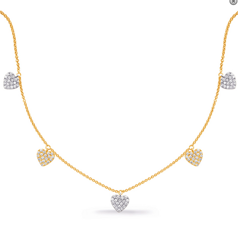 14K Yellow & White Gold Heart Diamond Necklace –
