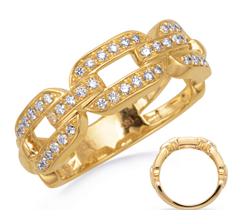 14K Yellow Gold Diamond Link Ring