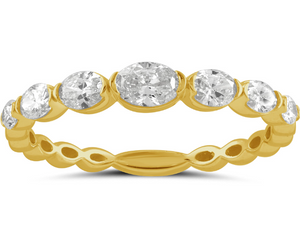 14K Yellow Gold Oval Diamond Band