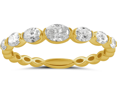 14K Yellow Gold Oval Diamond Band