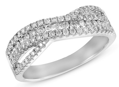 14K White Gold Diamond Crossover Ring