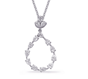 14K White Gold Pear Shape Diamond Pendant