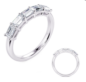 14K White Gold Emerald Cut Diamond Band