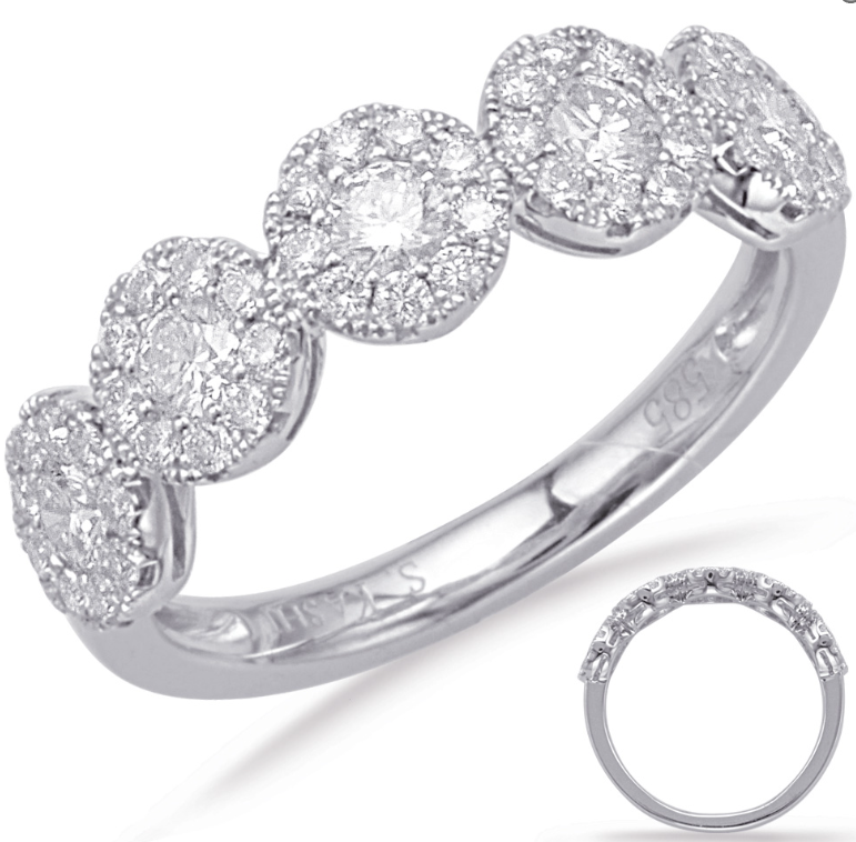 14K White Gold Round Diamond Halo Band