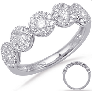 14K White Gold Round Diamond Halo Band