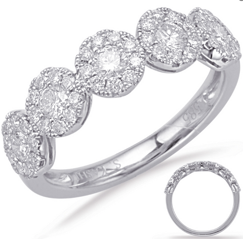 14K White Gold Round Diamond Halo Band