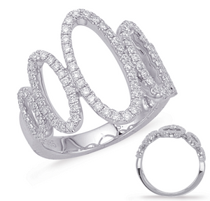 14K White Gold Open Wave Diamond Ring