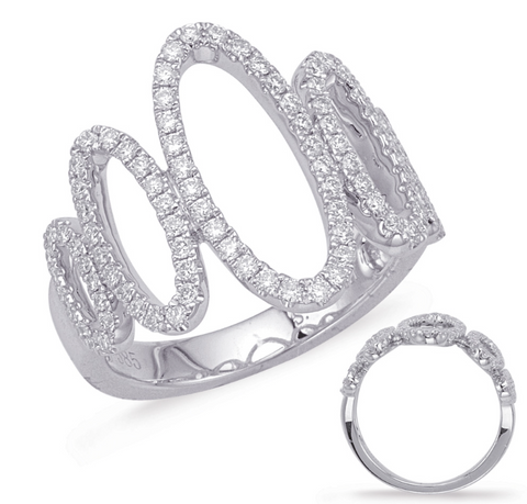 14K White Gold Open Wave Diamond Ring